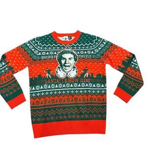 Buddy The Elf Christmas Sweater Green and Red Adult Large